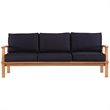 Modway Marina Teak Wood & Fabric Patio Sofa in Natural and Navy