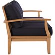 Modway Marina Teak Wood & Fabric Patio Sofa in Natural and Navy