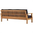 Modway Marina Teak Wood & Fabric Patio Sofa in Natural and Navy