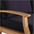 Modway Marina Teak Wood & Fabric Patio Sofa in Natural and Navy