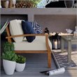 Modway Marina Teak Wood & Fabric Patio Sofa in Natural and White