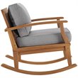 Modway Marina Solid Teak Wood Patio Rocking Chair in Natural and Gray