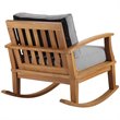 Modway Marina Solid Teak Wood Patio Rocking Chair in Natural and Gray