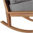 Modway Marina Solid Teak Wood Patio Rocking Chair in Natural and Gray