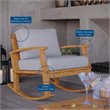 Modway Marina Solid Teak Wood Patio Rocking Chair in Natural and Gray