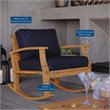 Modway Marina Solid Teak Wood Patio Rocking Chair in Natural and Navy