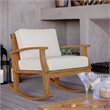 Modway Marina Solid Teak Wood Patio Rocking Chair in Natural and White