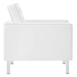 Modway Loft Modern Faux Leather Armchair in Silver/White (Set of 2)