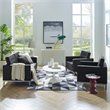 Modway Loft 3-Piece Tufted Upholstered Faux Leather Sofa Set in Black/Silver