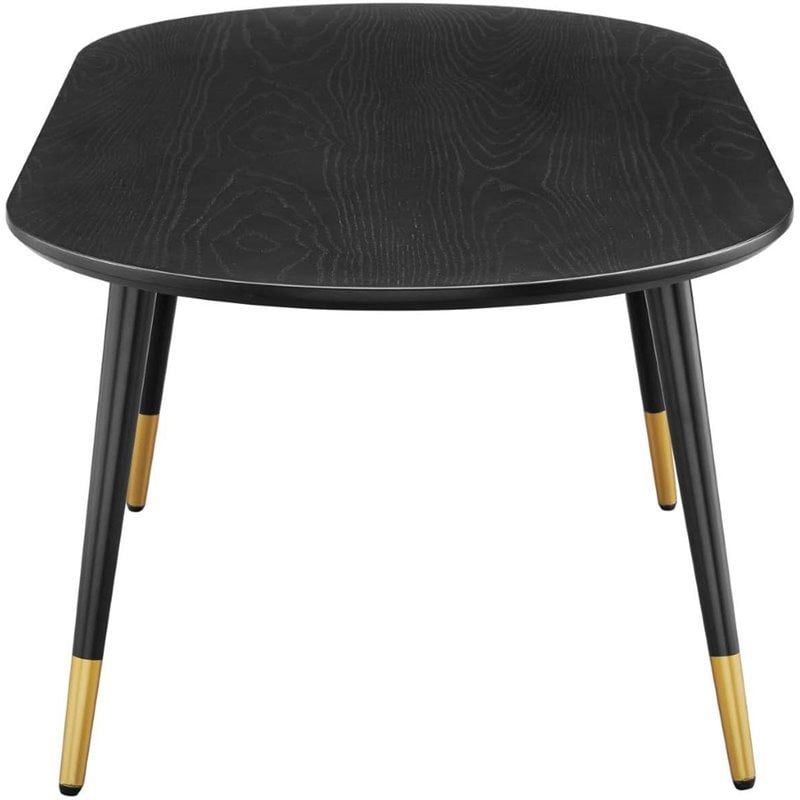 Modway Vigor Oval Wood and Metal Coffee Table in Black & Gold