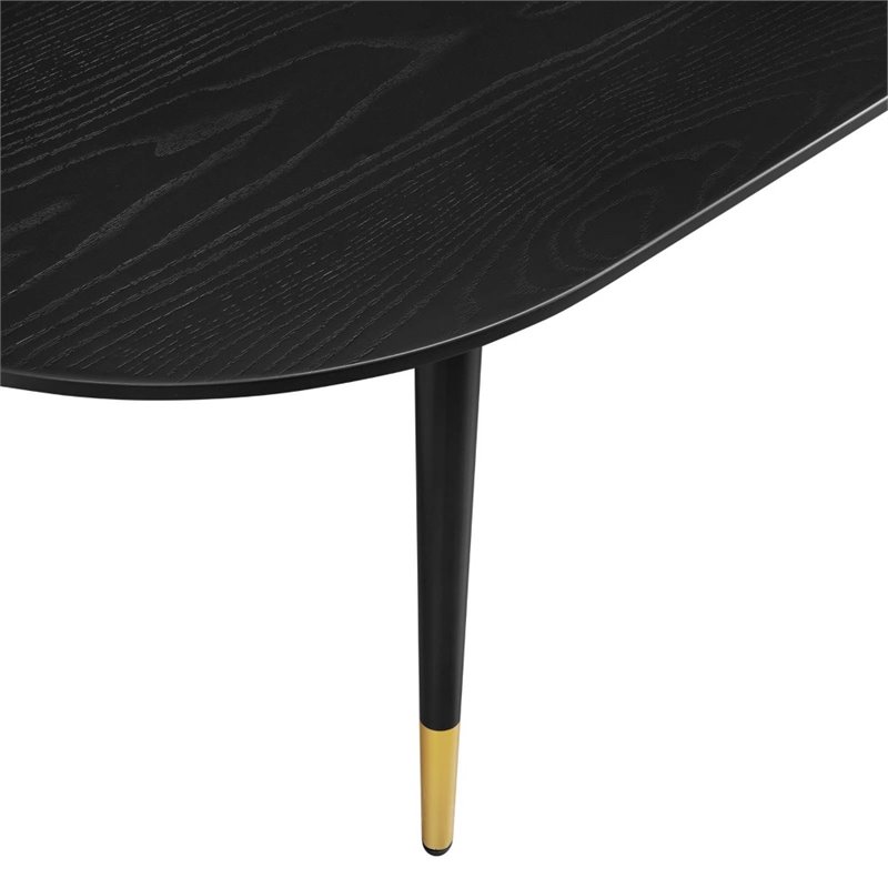Modway Vigor Oval Wood and Metal Coffee Table in Black & Gold