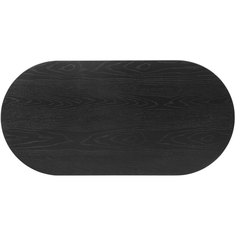 Modway Vigor Oval Wood and Metal Coffee Table in Black & Gold
