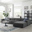 Modway Restore 5-Piece Modern Polyester Fabric Sectional Sofa in Charcoal