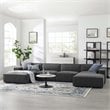 Modway Restore 6-Piece Modern Polyester Fabric Sectional Sofa in Charcoal