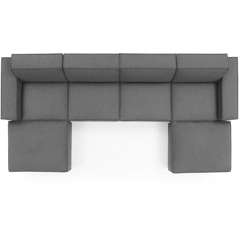 Modway Restore 6-Piece Modern Polyester Fabric Sectional Sofa in Charcoal