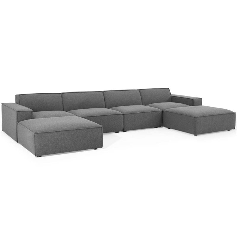 6 Piece Modular Fabric Sectional Sofa Baci Living Room