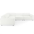 Modway Restore 5-Piece Modern Fabric Upholstered Sectional Sofa in White