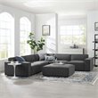 Modway Restore 6-Piece Modern Fabric Upholstered Sectional Sofa in Charcoal