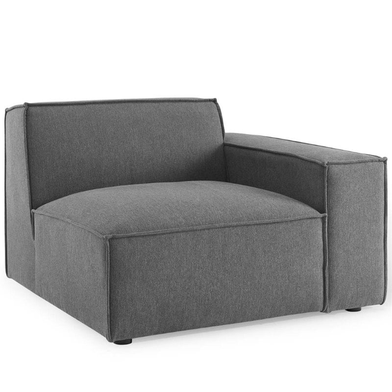 Modway Restore 6-Piece Modern Fabric Upholstered Sectional Sofa in Charcoal