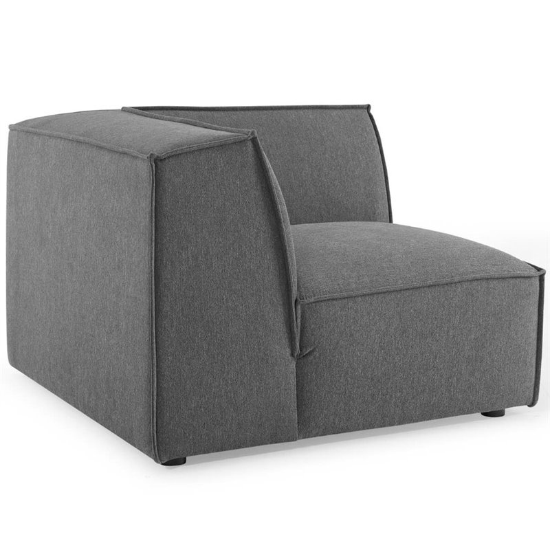 Modway Restore 6-Piece Modern Fabric Upholstered Sectional Sofa in Charcoal