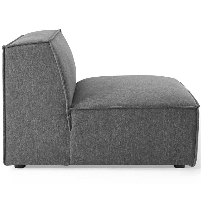 Modway Restore 6-Piece Modern Fabric Upholstered Sectional Sofa in Charcoal