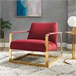 Modway Seg Performance Velvet Upholstered Accent Chair in Gold and Maroon Red
