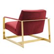 Modway Seg Performance Velvet Upholstered Accent Chair in Gold and Maroon Red