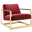 Modway Seg Performance Velvet Upholstered Accent Chair in Gold and Maroon Red