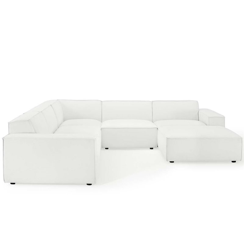 Modway Restore 6-Piece Modern Fabric Upholstered Sectional Sofa in White