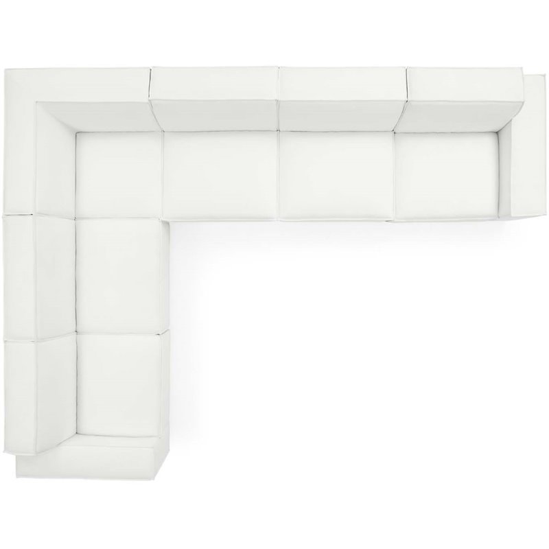 Modway Restore 6-Piece Modern Fabric Sectional Sofa in White