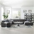 Modway Restore 7-Piece Modern Fabric Upholstered Sectional Sofa in Charcoal