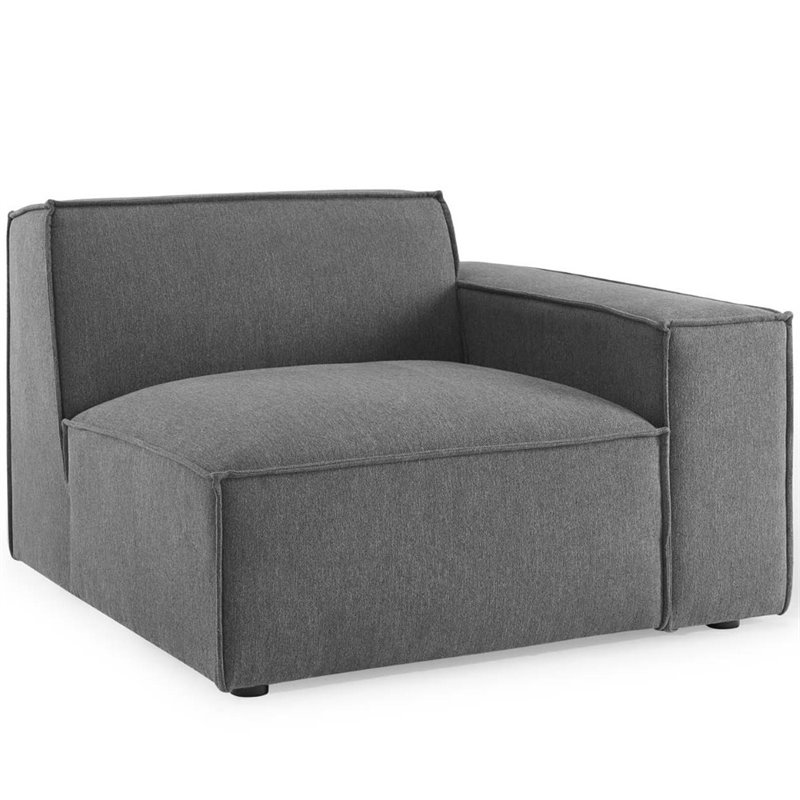 Modway Restore 7-Piece Modern Fabric Upholstered Sectional Sofa in Charcoal