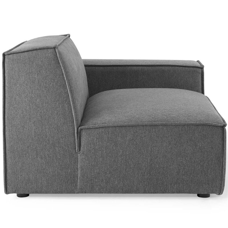 Modway Restore 7 Piece Fabric Upholstered Modular Sectional Sofa in Charcoal