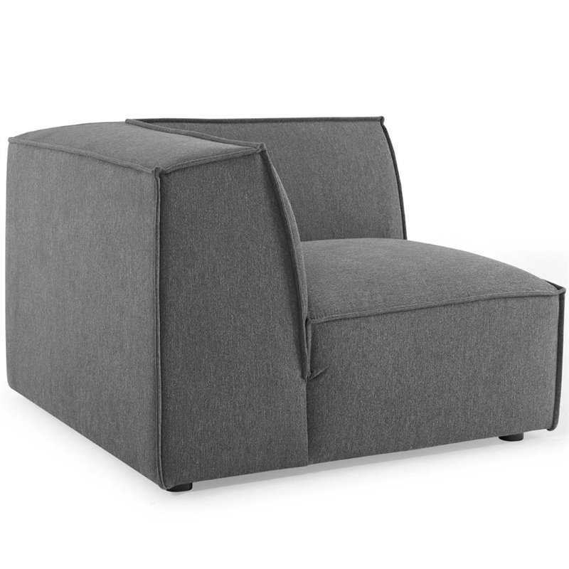 Modway Restore 7-Piece Modern Fabric Upholstered Sectional Sofa in Charcoal