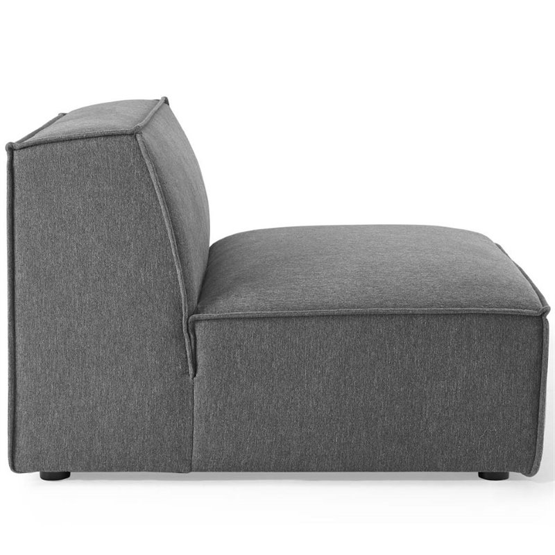 Modway Restore 7-Piece Modern Fabric Upholstered Sectional Sofa in Charcoal
