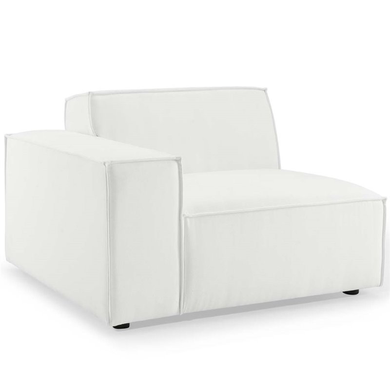 Modway Restore 7-Piece Modern Fabric Upholstered Sectional Sofa in White