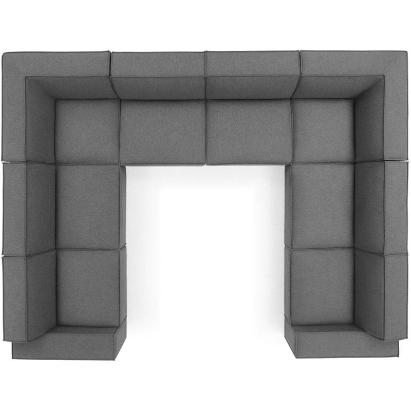 Modway Restore 8-Piece Modern Fabric Upholstered Sectional Sofa in Charcoal