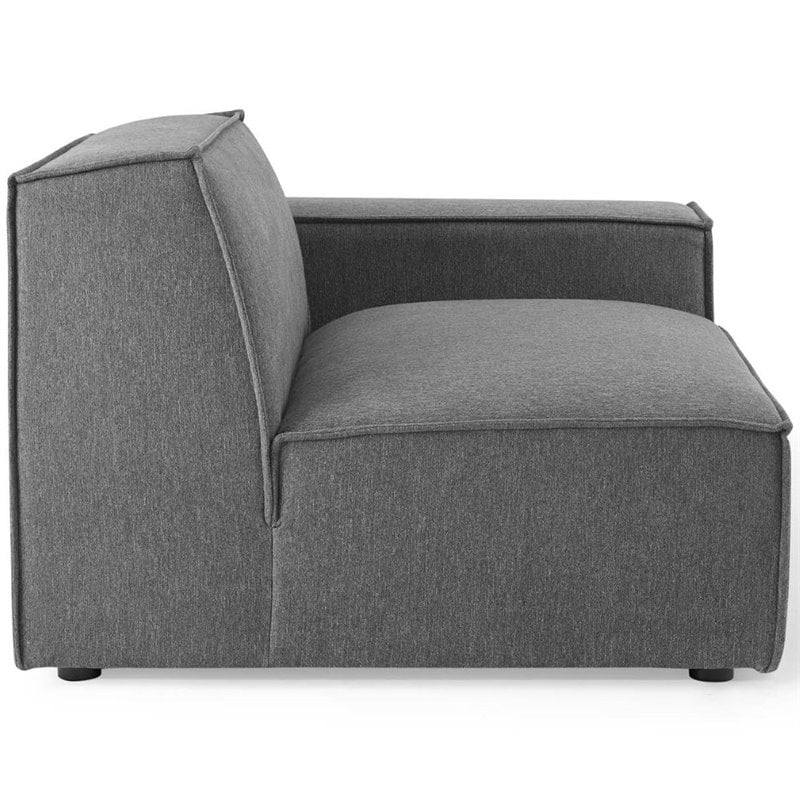 Modway Restore 8-Piece Modern Fabric Upholstered Sectional Sofa in Charcoal