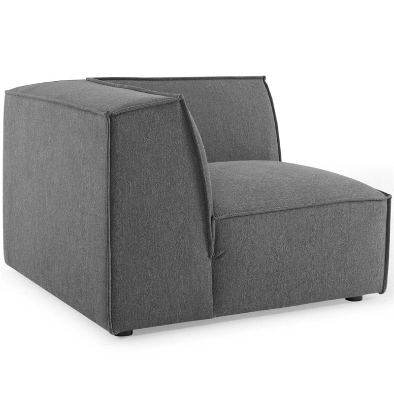 Modway Restore 8-Piece Modern Fabric Upholstered Sectional Sofa in Charcoal