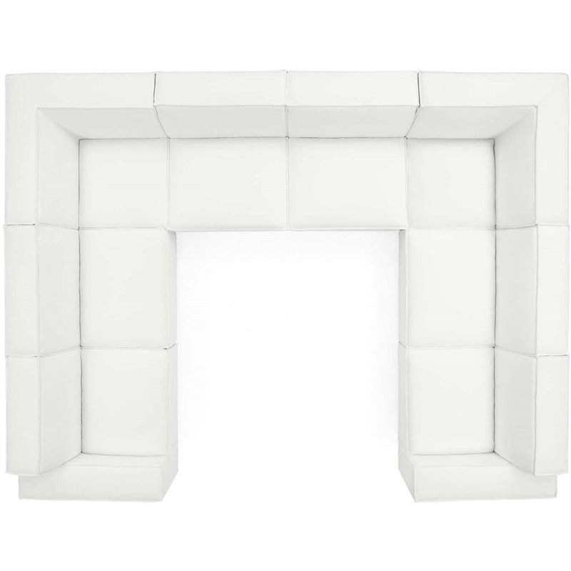 Modway Restore 8-Piece Modern Fabric Upholstered Sectional Sofa in White