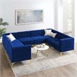 Modway Triumph 8-Piece Channel Performance Velvet Tufted Sectional Sofa in Navy