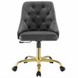 Modway Distinct Performance Velvet Tufted Office Swivel Chair in Gold and Gray