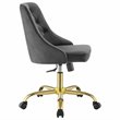Modway Distinct Performance Velvet Tufted Office Swivel Chair in Gold and Gray