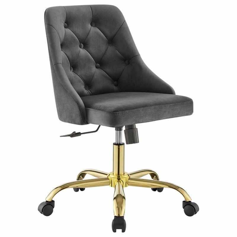 Modway Distinct Performance Velvet Tufted Office Swivel Chair in Gold and  Gray 