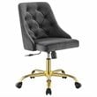 Modway Distinct Performance Velvet Tufted Office Swivel Chair in Gold and Gray