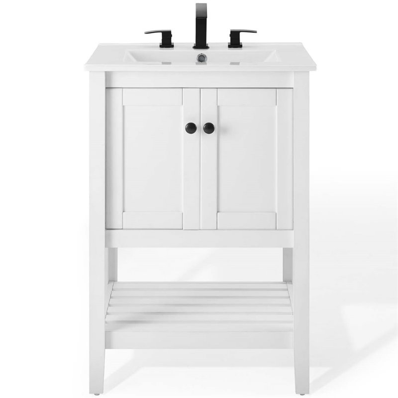 Modway Prestige 24" Modern Wooden Bathroom Vanity in White Finish