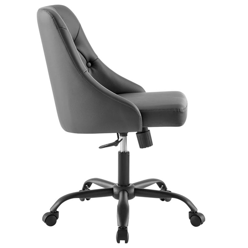 Modway Distinct Faux Leather Tufted Office Swivel Chair in Black and Gray