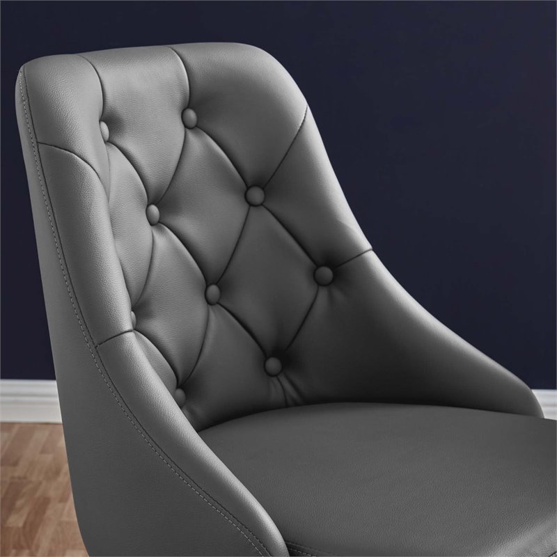 Modway Distinct Faux Leather Tufted Office Swivel Chair in Black and Gray
