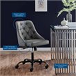 Modway Distinct Faux Leather Tufted Office Swivel Chair in Black and Gray