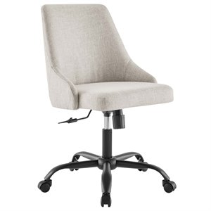 modway designate fabric upholstered office swivel chair in black and beige